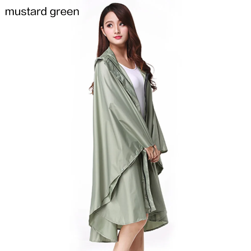 mustard green EVA Взрослый дождевик Женский Стильный дождевик водонепроницаемый дождевик пончо плащ с капюшоном для пеших прогулок и туров модный дождевик - Цвет: mustard green