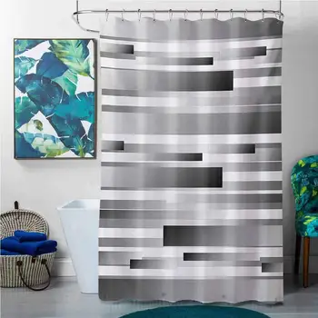 

Shower Curtains Neutral Modern,Symmetric Geometric Flat Surfaced Fractal Lines Regular Forms Artwork Print,Silver Dark Grey,W72