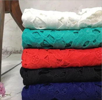 

1Yard Lace Fabrics For Wedding Dress White African Cord Lace Fabrics Red Blue Guipure Lace Mesh Cotton Material
