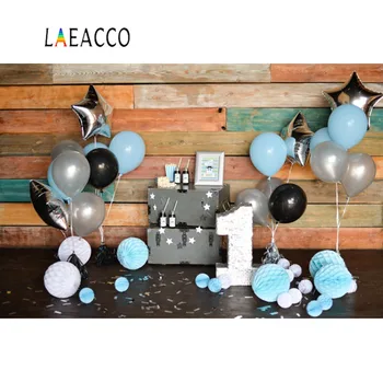 

Laeacco Photo Background Happy Baby 1st Birthday Party Balloons Flower Ball Party Portrait Photo Backdrop Photocall Photo Studio