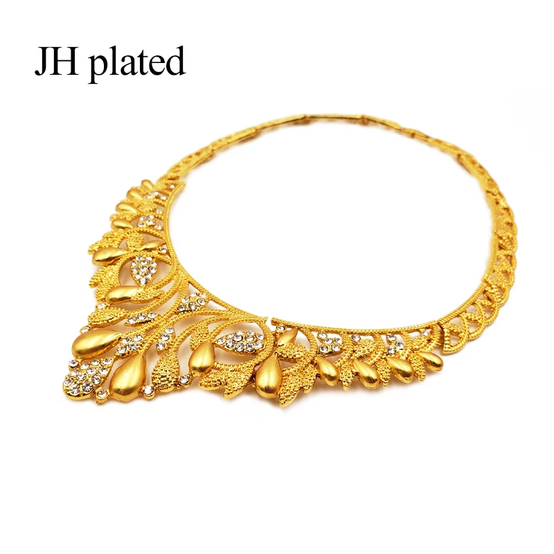 JHplated женское модное ожерелье серьги, кольцо, браслет золотого цвета Ювелирные наборы арабские свадебные подарки турки Африка женский набор