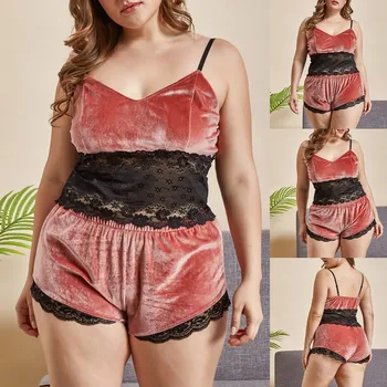 

Pyjamas Women пижама женская Sleepwear Women New Sexy Fashion Lace Plus Size Lingerie Suede Underwear Nightdress Pajamas