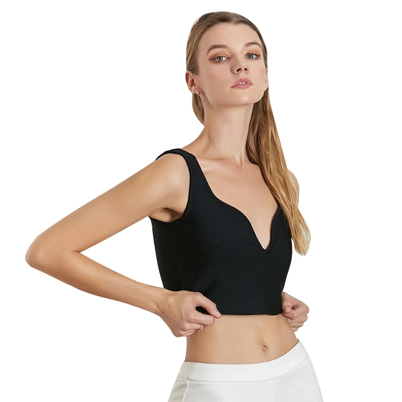 TWOTWINSTYLE Sexy Solid Women's Vest V Neck Off Shoulder Backless Short Suspender Summer Tanks Female Fashion Clothes Tide