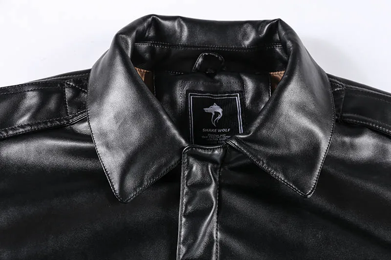 Mcikkny Winter Men Pu Leather Jackets Coats Motorcycle Air Force Leather Jackets Outwear For Male Size XS-XXL Windbreak (5)