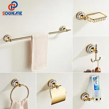 

Gold Bathroom Accessories Ceramics Sets Bathroom Towel Holder for Wall Toilet Paper Holder Toilet Brush Holder Bathroom Fixtures