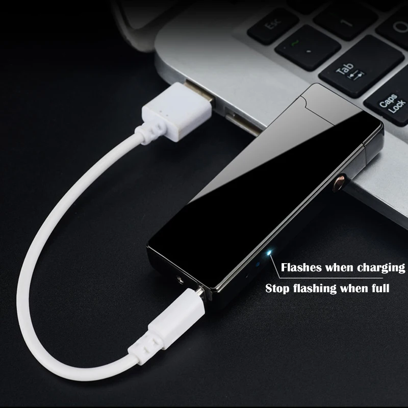 Металлическая двухдуговая USB Аккумуляторная Зажигалка ветрозащитная плазменная