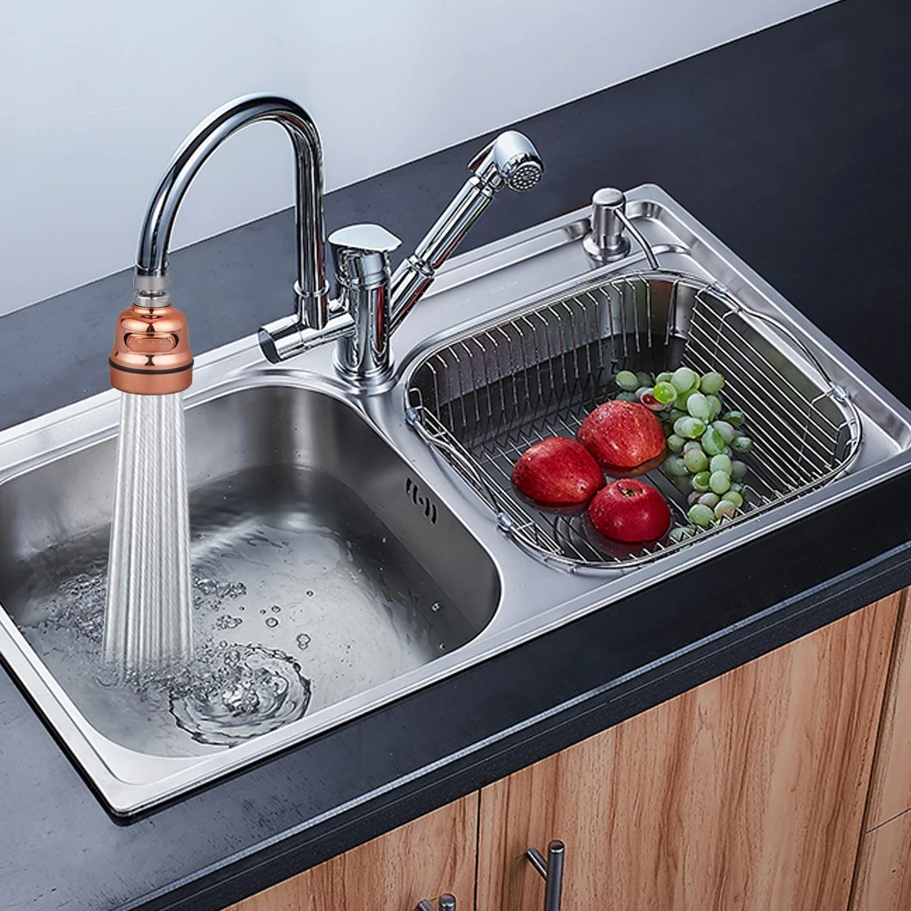 

Rose gold three-speed adjustment Rotate Kitchen Faucet Nozzle Faucet Adapter Self-clean ovable Tap Head Kitchen Faucet