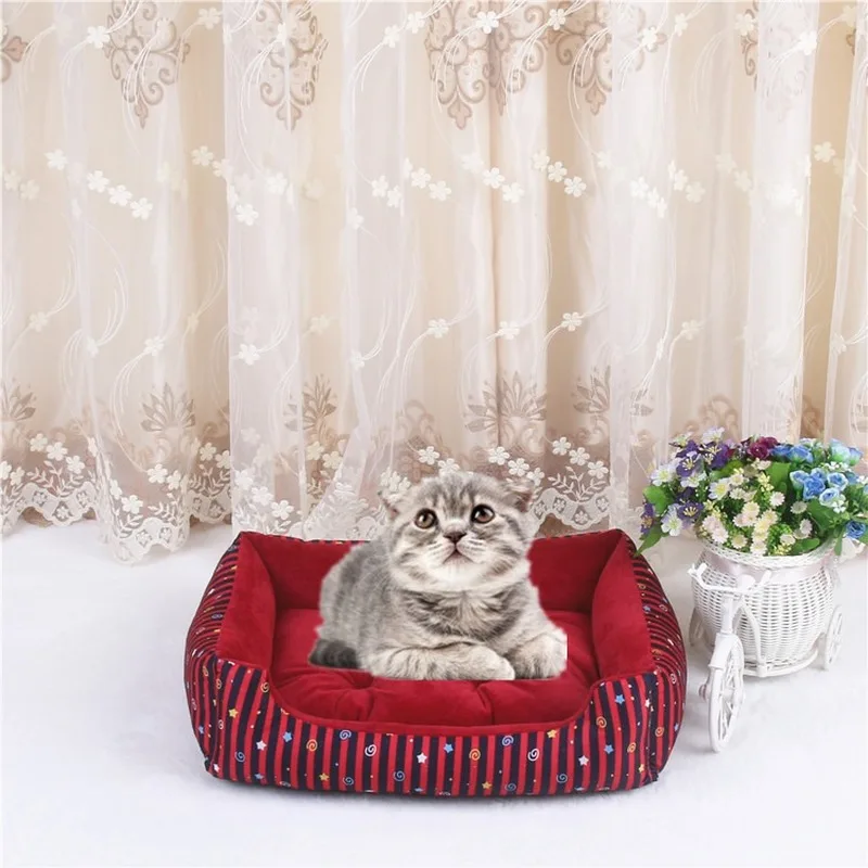 Подушка для домашних животных, подушка для кошек, зима, новинка, Тедди, золотые волосы, большие средние и маленькие собаки, Полосатое гнездо для домашних животных, матрас для собак, кошачий помет, Забавный