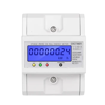 

Multifunctional RS485 Modbus 3 Phase 4 Wire Electronic Wattmeter Power Consumption Energy Meter 5-80A 380V AC 50Hz Backlight