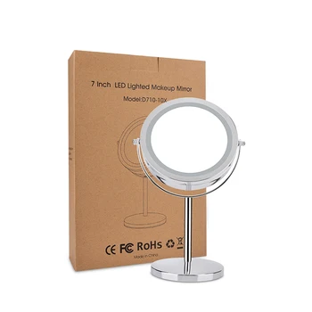 

Dropshipping 7inch LED Lighted up Comestic Mirror 10x Magnifying Desktop Makeup Mirror with LED Light 360 Rotation Double Side