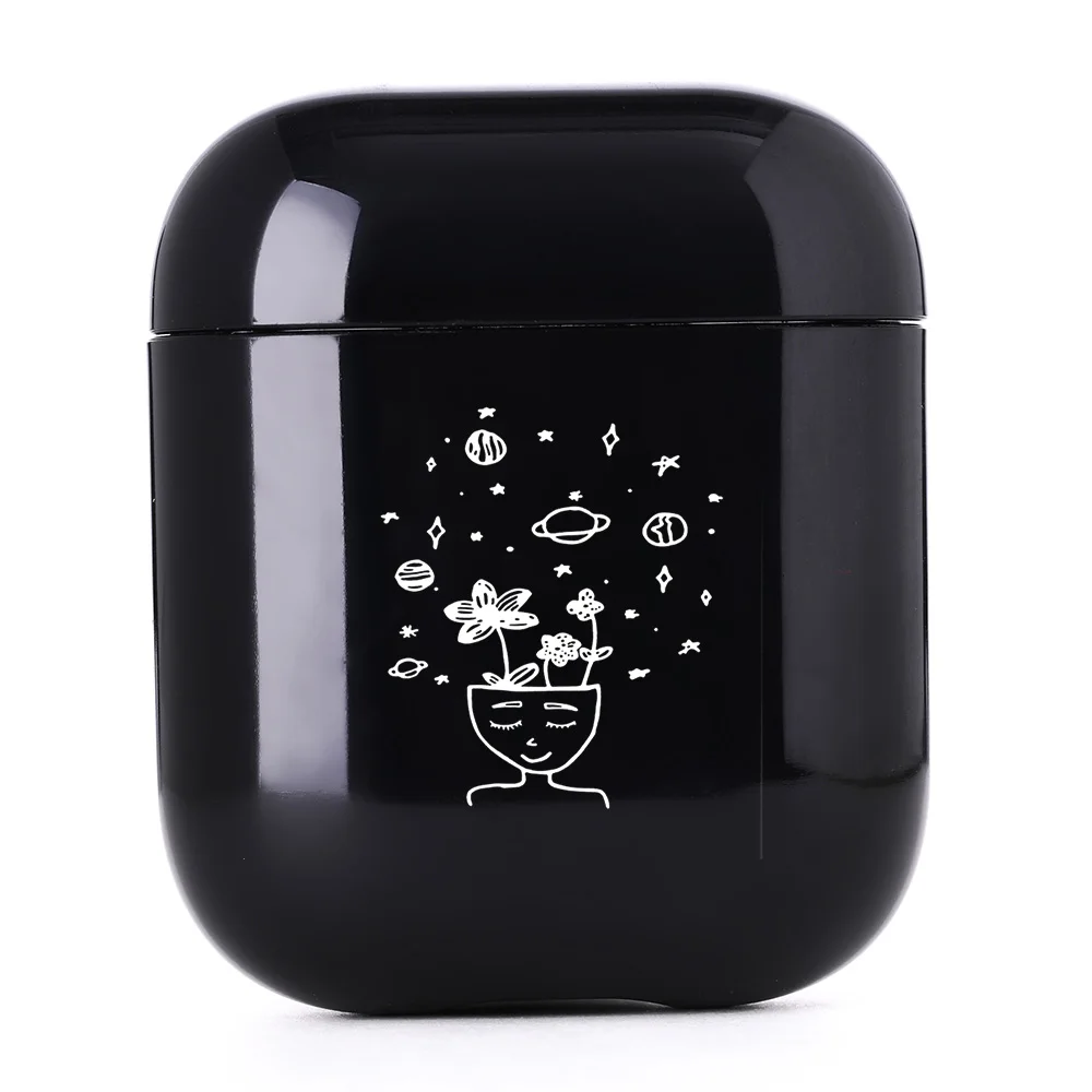I02023S Роскошный кейс для bluetooth-гарнитуры для Airpods 2/1 черный наушник аксессуары жесткий Airpods чехол UFO pick up пиццы звезды Планеты - Цвет: I02023S
