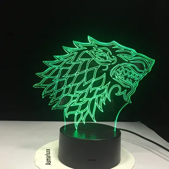 

Game of Thrones House Stark Wolf A Song of Ice and Fire 7 Colors Chang 3D LED Night Light Table Bedroom Decor Lamp Boys Gift 811