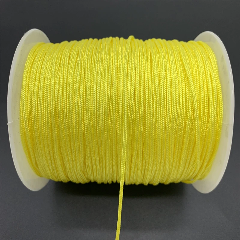 Tanio 0.5/0.8/1.0/1.5mm żółta nylonowa lina pleciona chiński węzeł makrama bransoletka sklep