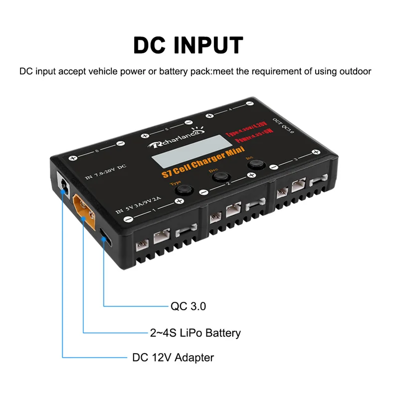 S7 1S зарядное устройство 6 каналов 6x4 35 Вт LiPO LiHV с USB Micro MCX mCPX MOLEX красочный экран для
