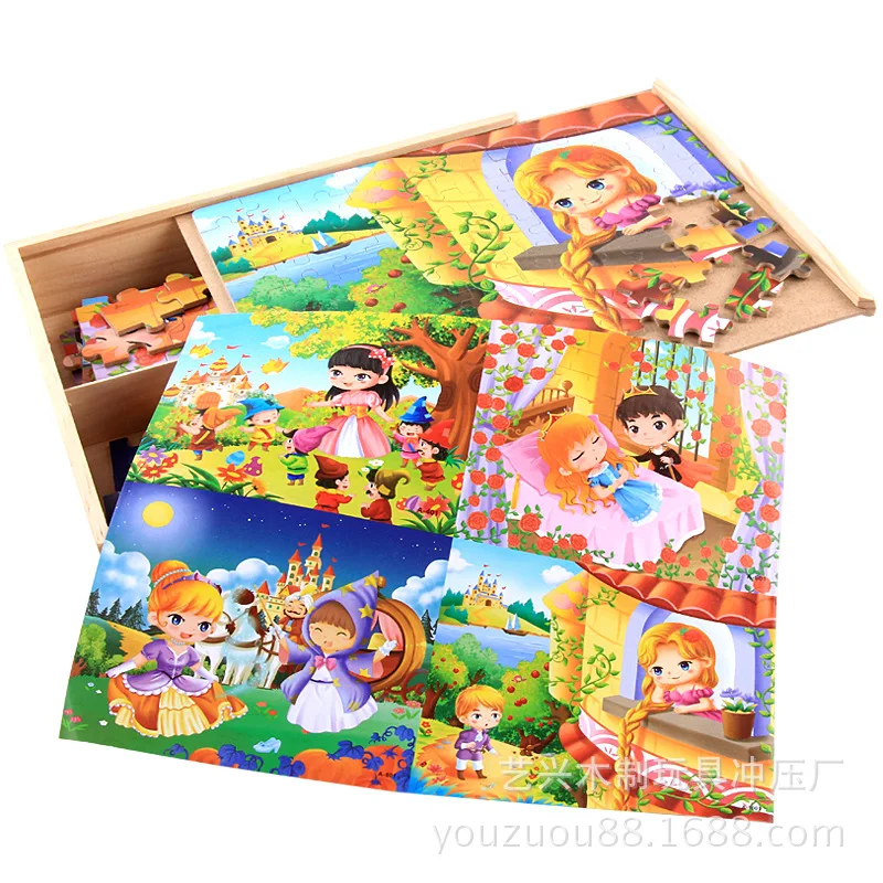 

Children Wooden Puzzle Make-up Baby Educational Early Childhood Intellectual Cartoon Flat Jigsaw Puzzle Customizable