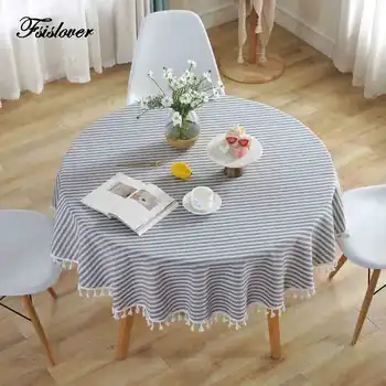 

FSISLOVER Deco Striped Table Cloth Cotton Tablecloth Round Tablecloths Dining Table Cover Obrus Tafelkleed mantel mesa nappe
