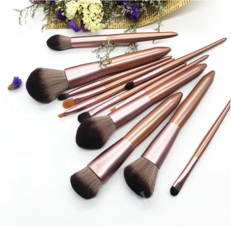 12 пьезas de pinceles de maquillaje, juegos, Maquiagem fundacion polvo rubor Cosmetica de sombra de ojos de las mujeres belleza