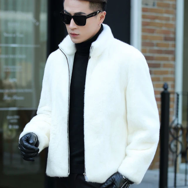 Mens Winter Warm Faux Fur Jacket Lapel Short Thicken Loose Casual