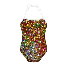 Одежда для купания для девочек с блестками и объемным дизайном; цельный купальник для маленьких девочек; детская одежда для плавания; купальные костюмы; пляжная одежда