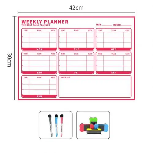 Pink Weekly plan Магнитная стираемая доска для сообщений планировщик месяцев недели календарь наклейка Классная доска прочный подарок для детей Бизнес офис встречи календарь - Цвет: Pink Weekly plan