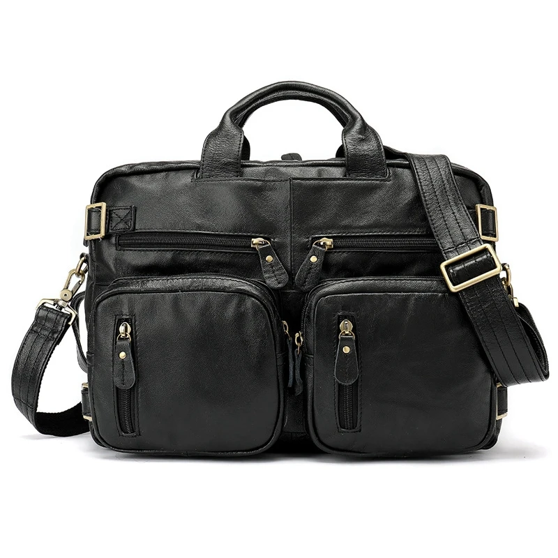 Buy  Leather Retro Large Capacity Multi-Function Laptop Bag Business Briefcase Men's Handbag