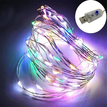 

5M/10M Led String Lights With Remote Control Silver Copper Wire Fairy Light For Wedding Xmas Christmas Holiday Decor 4