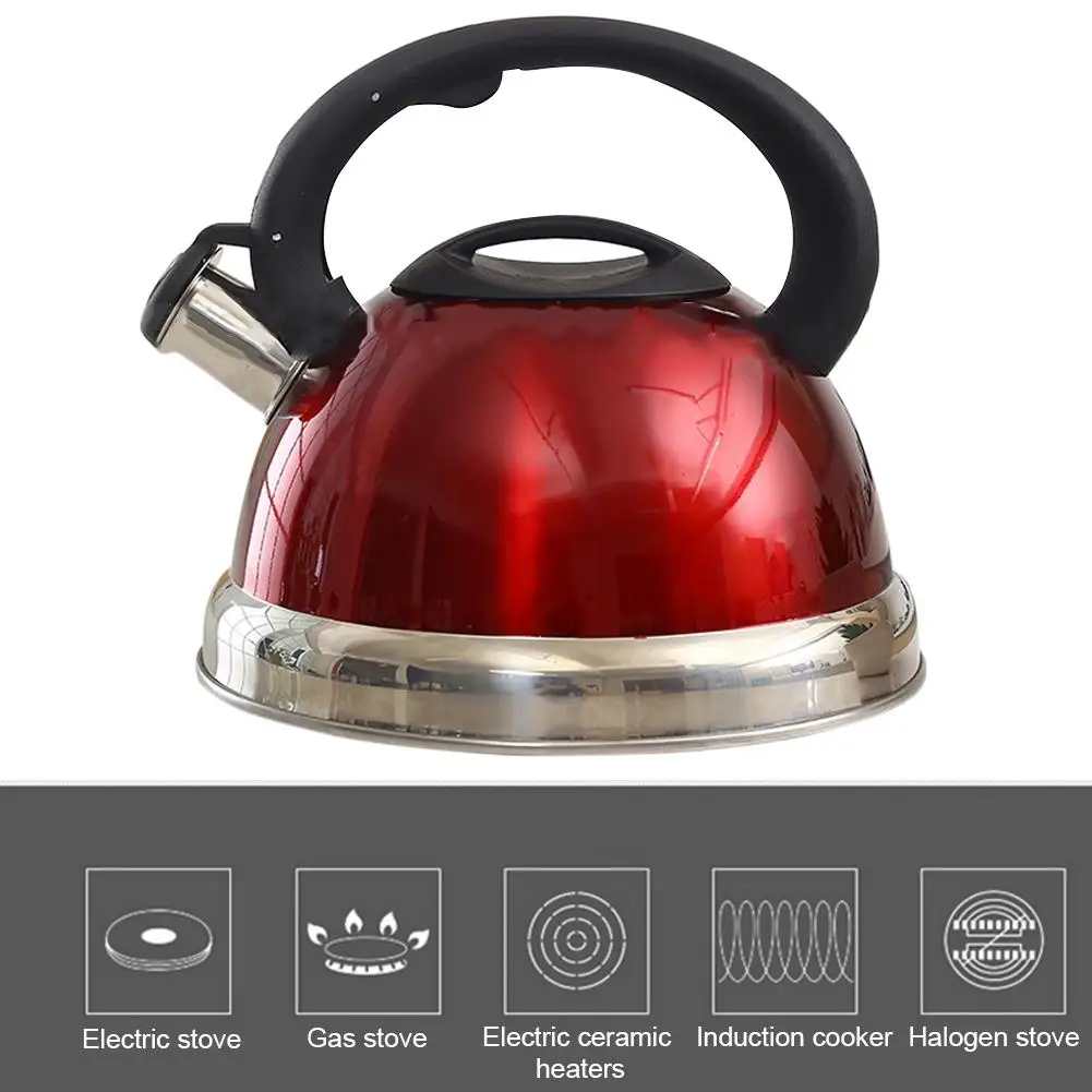 3L Stainless Steel Whistling Tea Kettle Food Grade Tea Pot With Heat-Proof Handle- Stovetop Suitable For All Heat Sources