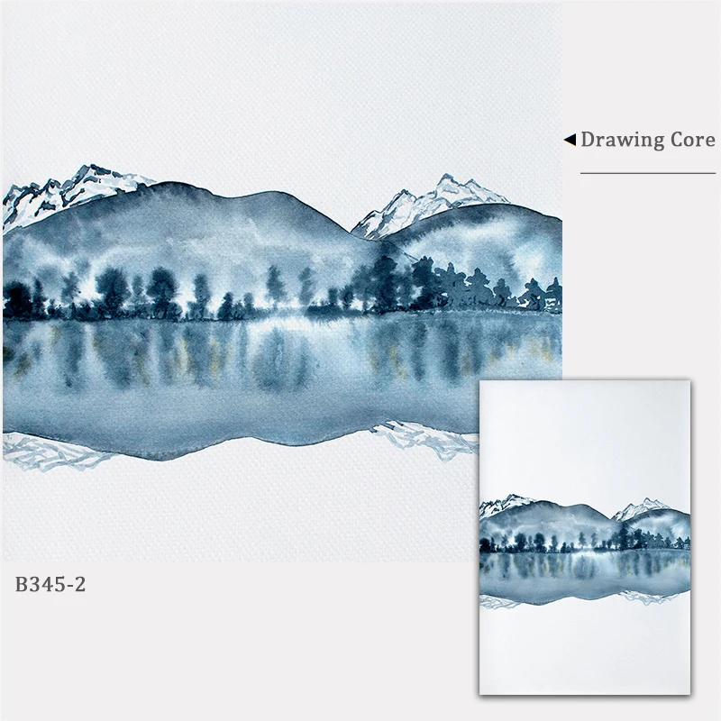 Watercolor Abstract Landscape Canvas Painting Posters and Prints Navy Blue Wall Art Wall Pictures for Living Room Decorative