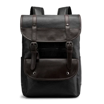 

LJL-Vintage Men Backpack for Teenage School Bags Male Large Capacity Laptop Backpacks Leather Travel Bags