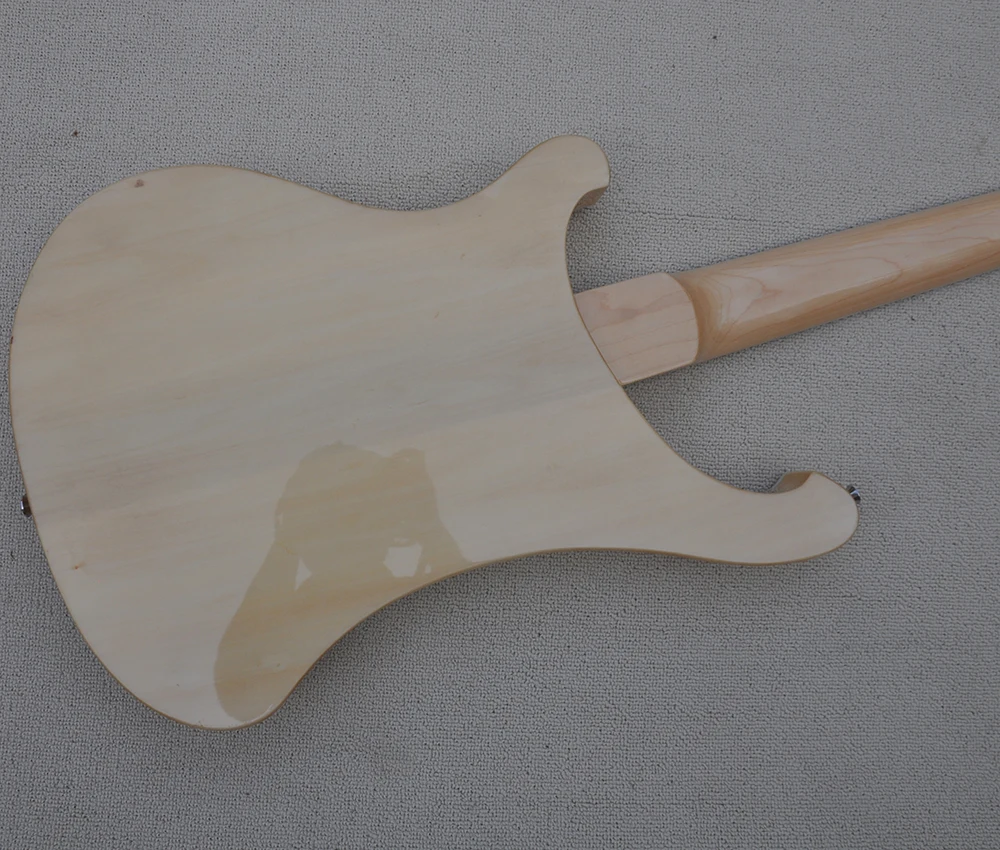 4 Strings Natural Wood Color Electric Bass Guitar with White Pickguard,Rosewood Fretboard