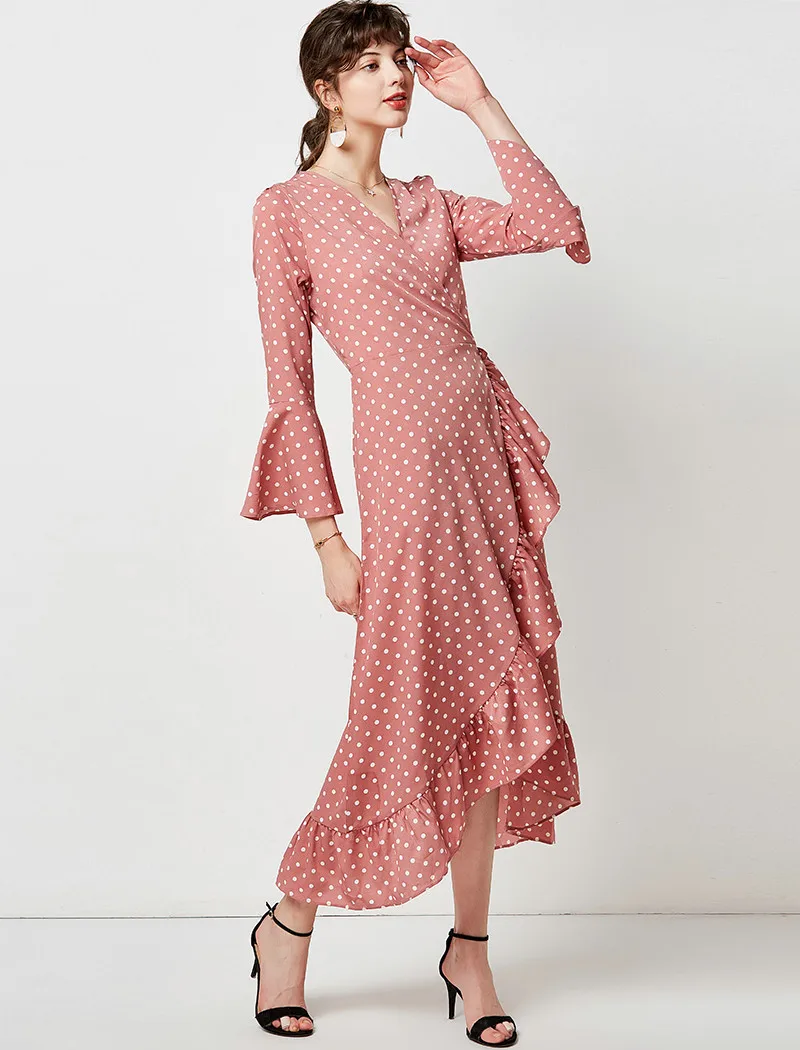 wrap maxi dresses with sleeves