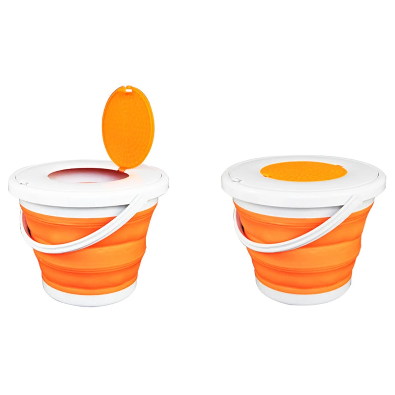 Collapsible Plastic Bucket Pail Fishing Bucket Portable Outdoor Travelling Bait Buckets with Lid WHShopping
