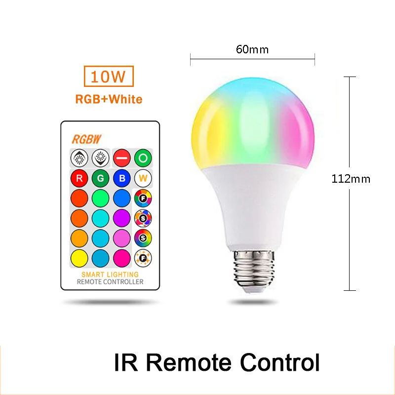 Новинка 15 Вт Bluetooth умная лампа светодиодный 5 Вт 10 Вт RGB волшебная лампа E27 светильник для изменения цвета умный дом светильник ing совместимый с IOS/Android - Испускаемый цвет: IR RGBW 10W