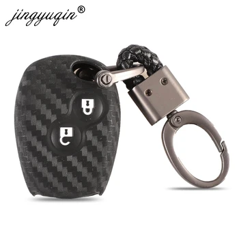 Keyforkess 10 pezzi 2 pulsanti copertura della cassa chiave dell'automobile del Silicone del carbonio per Renault Kangoo DACIA Scenic Megane Sandero Captur Twingo Modus