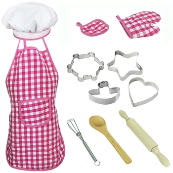 

Pretend Play Kitchen Set for Kids Kitchen Kitchenware Girl Play Kitchen Cooking Baking Tools Apron Set Toys for Children