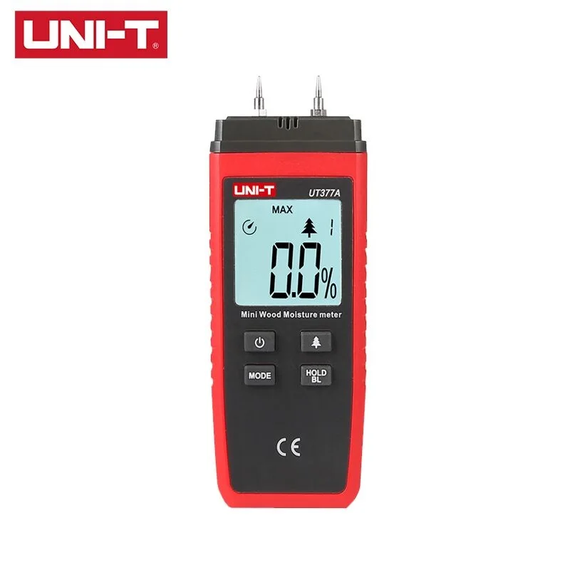 

UNI-T UT377A Mini Digital Moisture Meter 2-40% Wood Materials Humidity Tester Timber Damp Detector 2 Pins LCD Backlight
