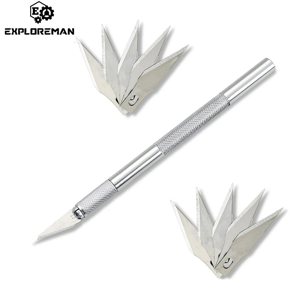 Kit de escalpelo de Metal n. ° 11, utensilios con cuchillas antideslizantes, cuchillo de Grabado de acero, herramientas manuales de reparación DIY para teléfono móvil