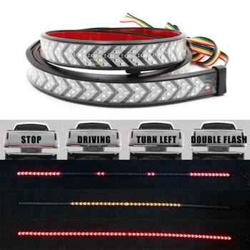 

Red Yellow Truck Tailgate LED Strip Light Bar Triple Row 4-Function With Driving Brake Turn Signal For Jeep Pickup SUV Dodge