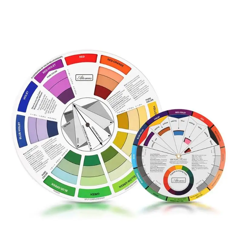 

2pcs Tattoo Pigment Paper Card Threetier 12 Color Wheel Mix Rotate Guide