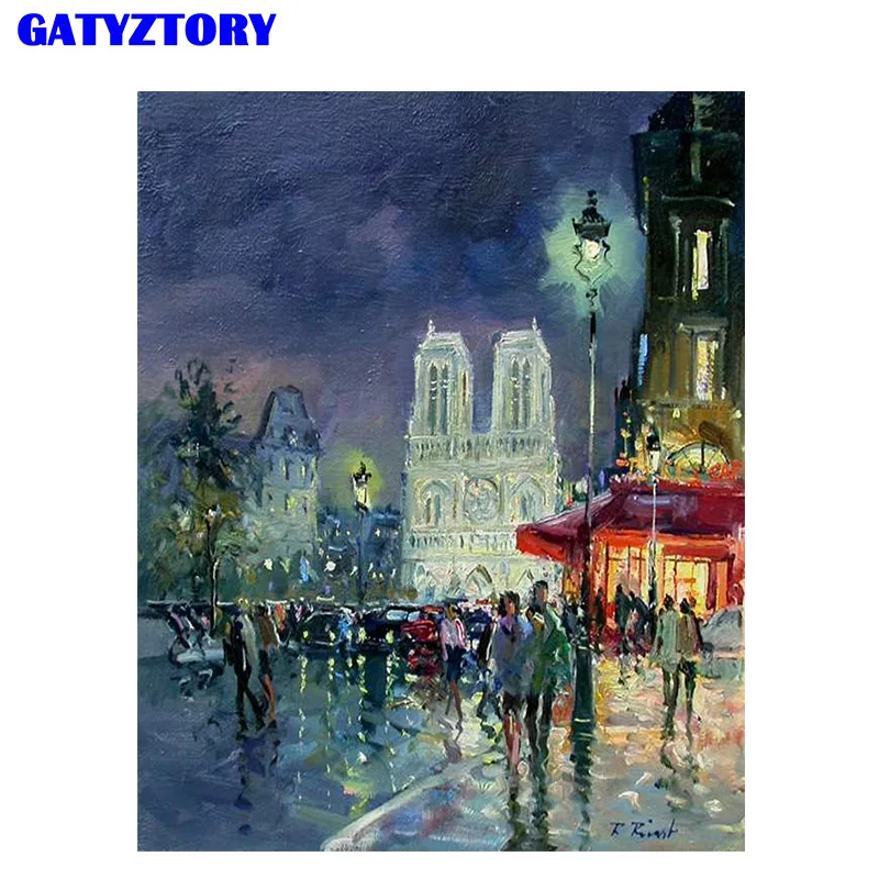 GATYZTORY Рамка Diy живопись по номерам холст живопись пейзаж акриловая настенная художественная картина уникальный подарок для украшения дома художественное произведение - Цвет: 190806-62
