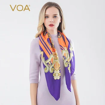 

VOA 100% Silk Twill Weave Silk Gorgeous Saddle European and American Style Carriage Printed Women's Shawl PD406