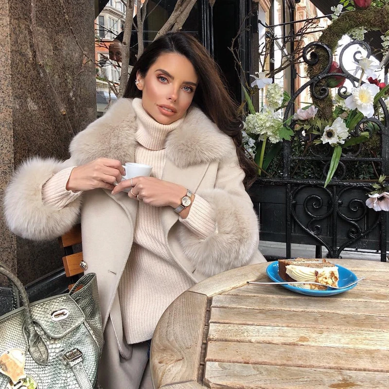 Elegant Long Women's Coat Lapel 2 Pockets Belted Jackets Solid Long Wool Coats Slim Women Winter Female Jacket Outerwear