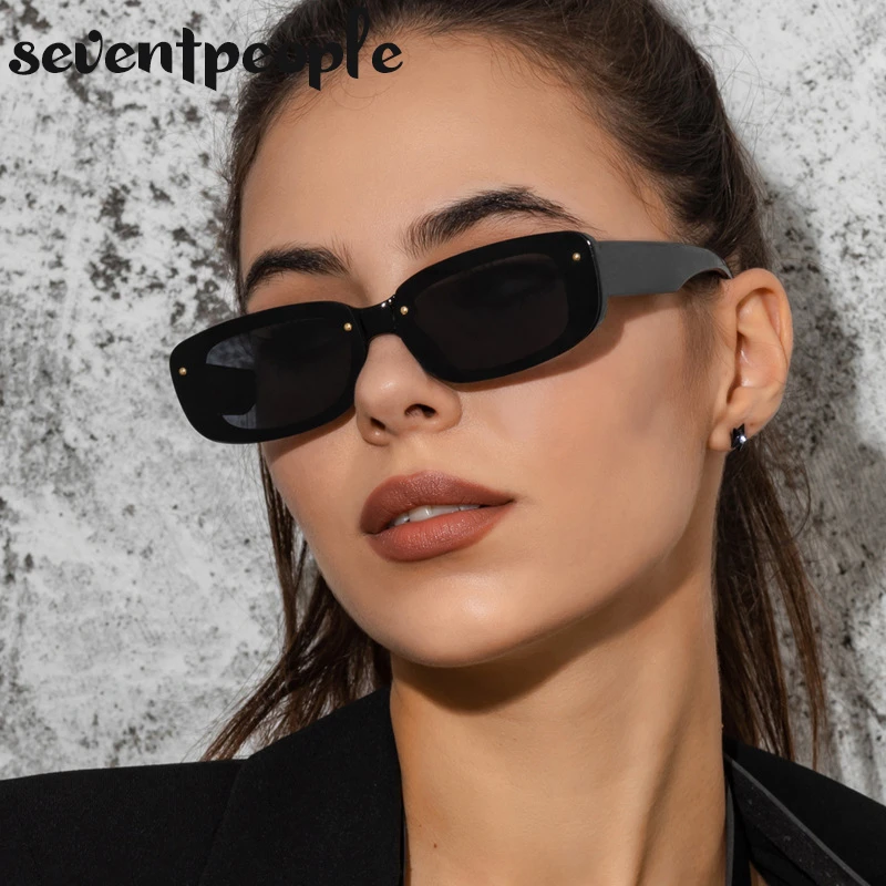 Rimless pequeno retângulo óculos de feminino 2021 marca luxo canal moda quadrado de sol para senhoras doces cor sunglass|Óculos de -