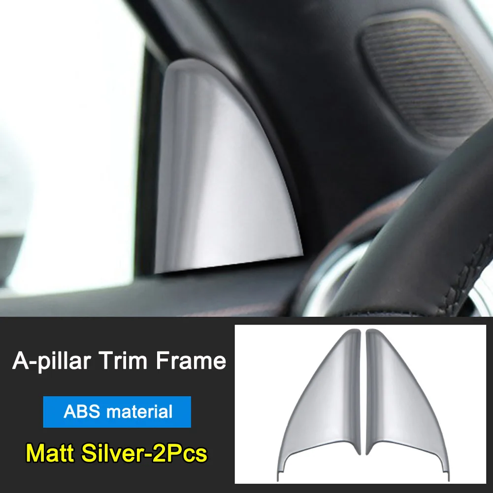 Matt Silver Для Mercedes Benz A Class W177 V177+ ABS карбоновое волокно Автомобильный интерьер a-столб треугольная крышка отделка защитная рамка наклейка - Название цвета: Matt Silver