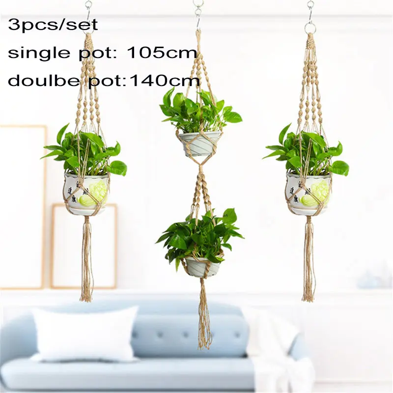 3pcs set 3 шт. винтажная Подвеска для цветов макраме подвешивающий цветочный горшок подвешивающий поднос домашний садовый декор - Цвет: 3pcs set