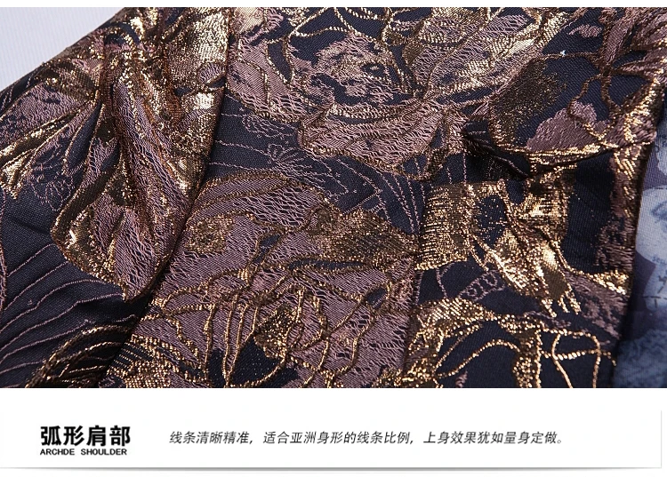 2 Pieces Set Floral Suits Casual Men Blazers Pants Long Sleeve Clothes Printed Dinner Party Suit New Fashion