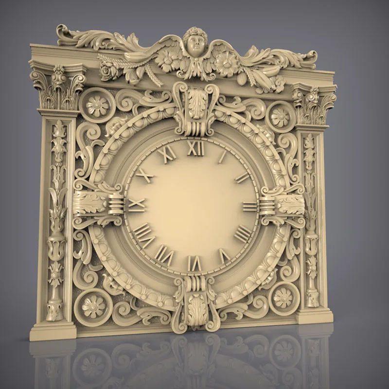 Digital file in STL format clock 3D model relief for CNC carving engraving