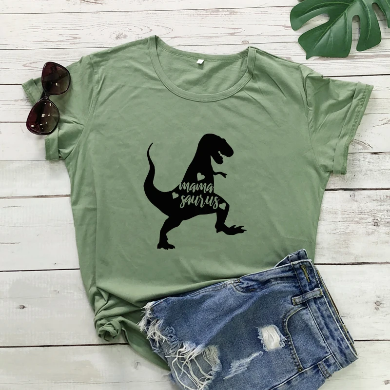 Mamasaurus Dinasour, графическая футболка, хлопковая, женская, летняя, Tumblr, модная футболка, круглый ворот, короткий рукав, Забавные топы, футболка, Прямая поставка