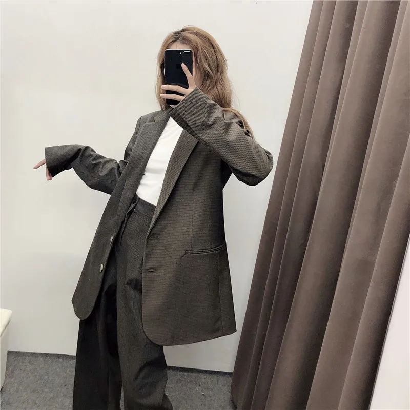 

2019 Europe And America Autumn New Style Versatile Elegant Joint Plaid Casual Suit Jacket Cool GIRL'S 0905/200
