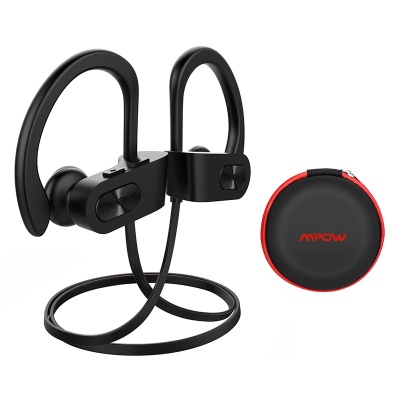 Black Earphone Mpow пламя Bluetooth наушники водонепроницаемый Hi-Fi стерео спортивные наушники беспроводные наушники с микрофоном и EVA чехол для iPhone X/8/7 - Цвет: Black Earphone